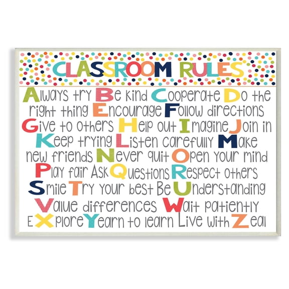 The Stupell Home Decor Collection Classroom Rules Wall Plaque Art