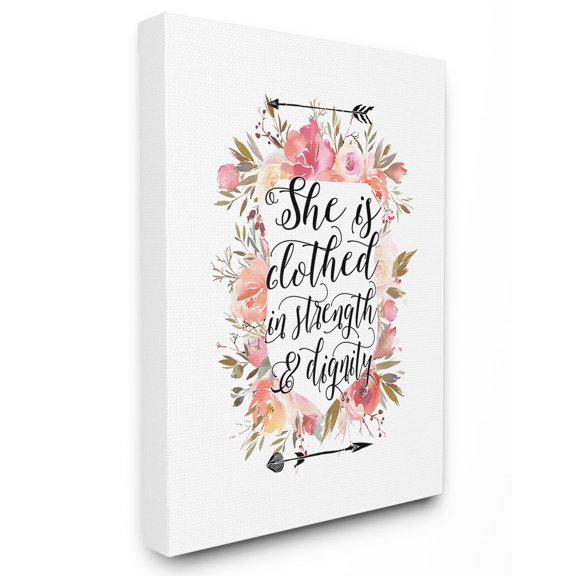 The Stupell Home Decor Collection Clothed In Strength and Dignity Flowers And Arrows Wall Art