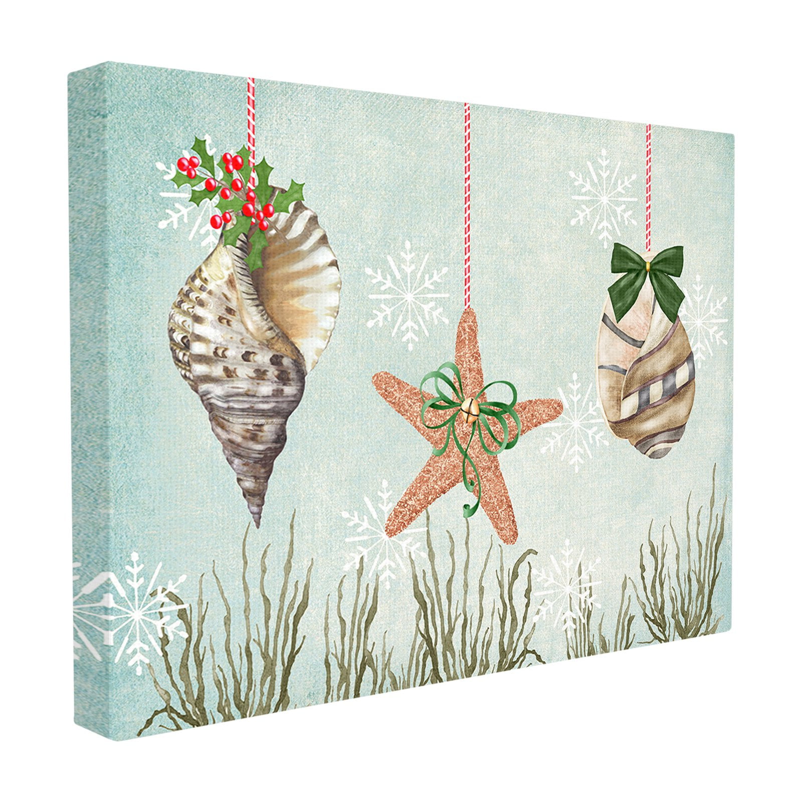 Coastal Nautical Holiday Sea Shell Ornaments Canvas Print, 16 x 20