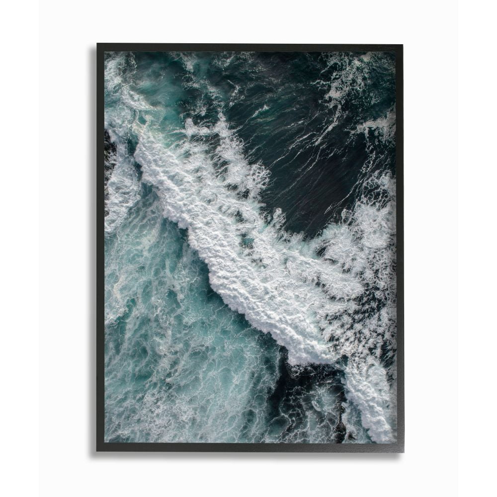 The Stupell Home Decor Collection Coastal Ocean Waves Landscape Photography Framed Giclee Texturized Art