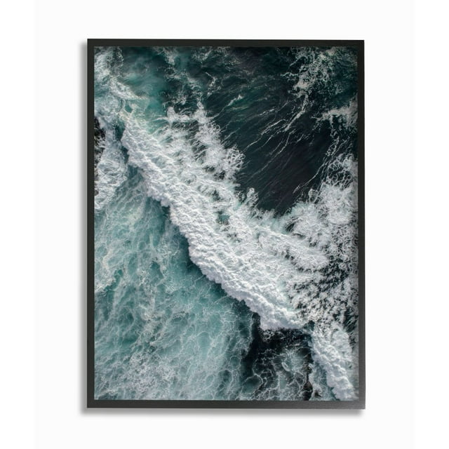 The Stupell Home Decor Collection Coastal Ocean Waves Landscape Photography Framed Giclee Texturized Art