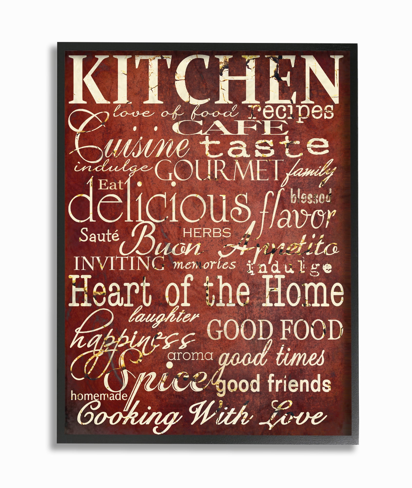 The Stupell Home Decor Collection Collection Words in the Kitchen, Off Red Framed Giclee Texturized Art, 16 x 1.5 x 20