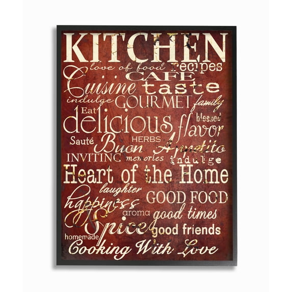 The Stupell Home Decor Collection Collection Words in the Kitchen, Off Red Framed Giclee Texturized Art, 16 x 1.5 x 20