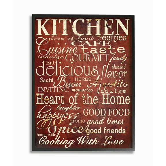 The Stupell Home Decor Collection Collection Words in the Kitchen, Off Red Framed Giclee Texturized Art, 16 x 1.5 x 20