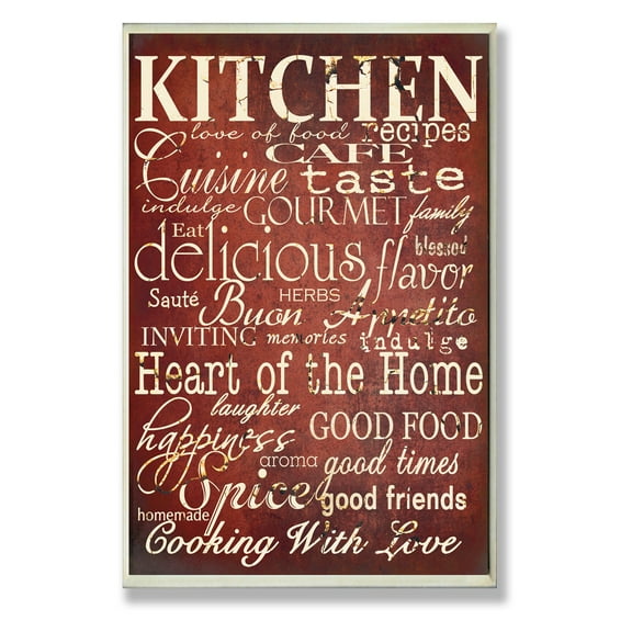 The Stupell Home Decor Collection Collection Words in the Kitchen, Off Red Oversized Wall Plaque Art, 12.5 x 0.5 x 18.5