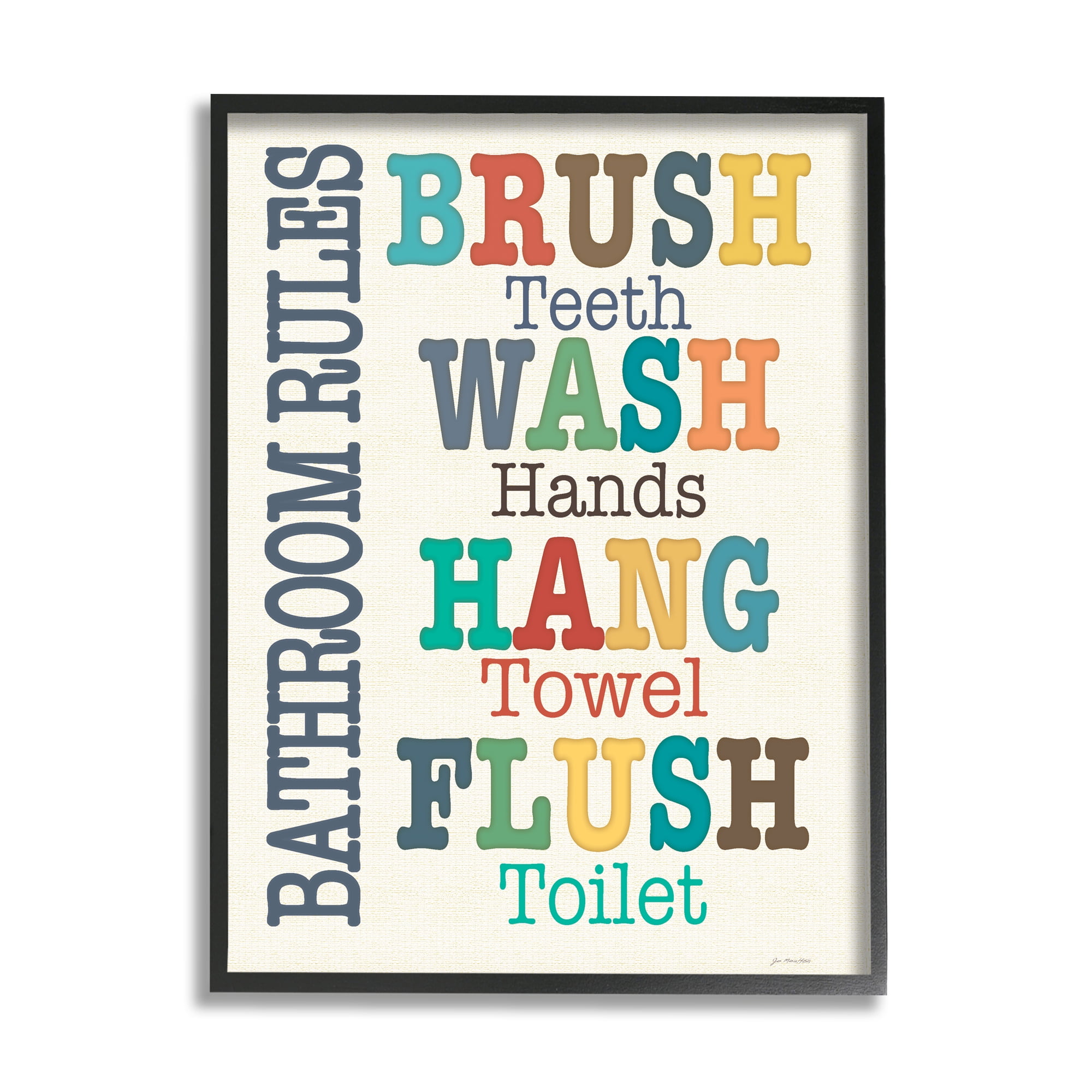 The Stupell Home Decor Collection Colorful Bathroom Rules Typog Art Framed Giclee Texturized Art, 16 x 1.5 x 20