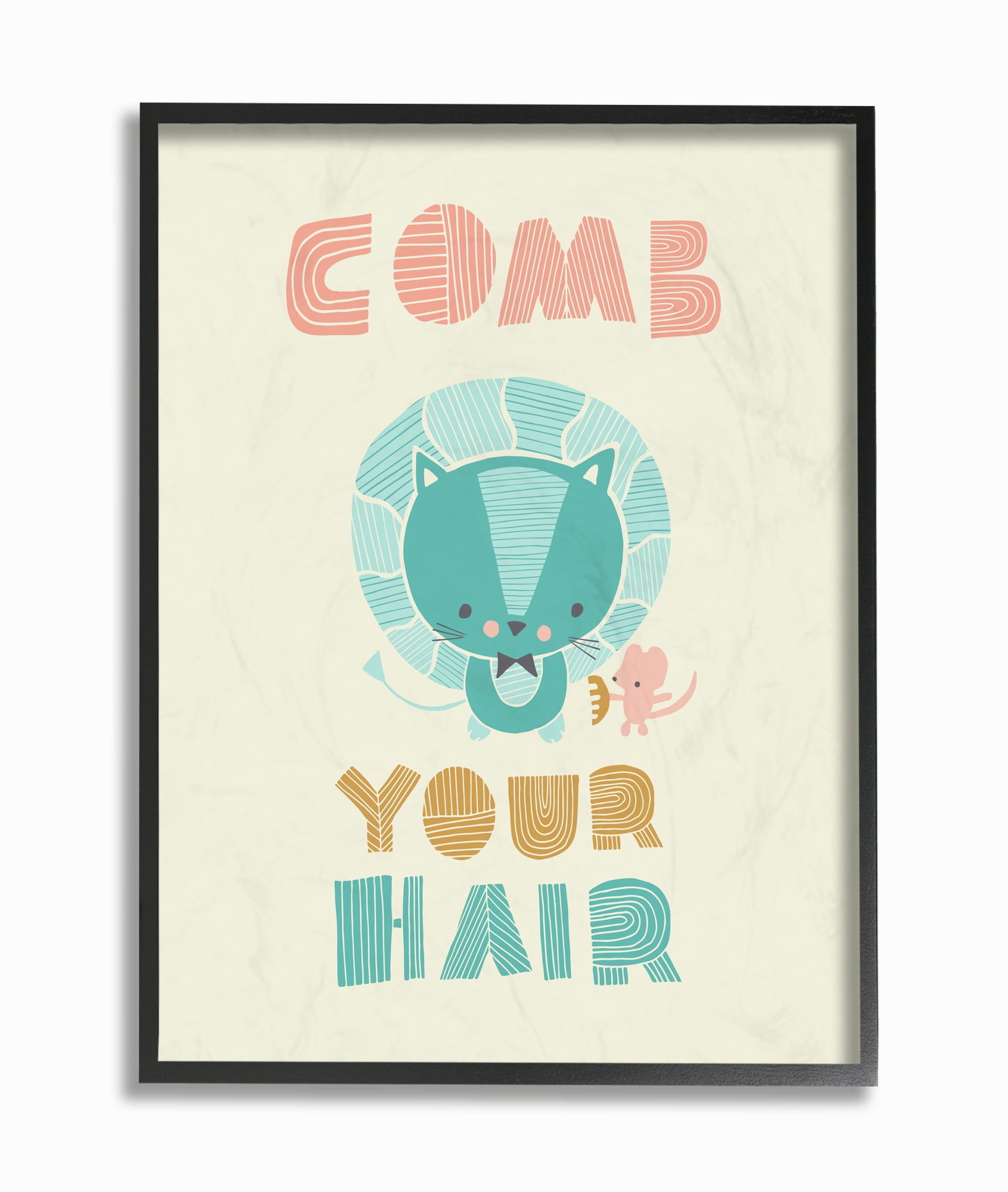 The Stupell Home Decor Collection Comb Your Hair Lion Stretched Wall Art