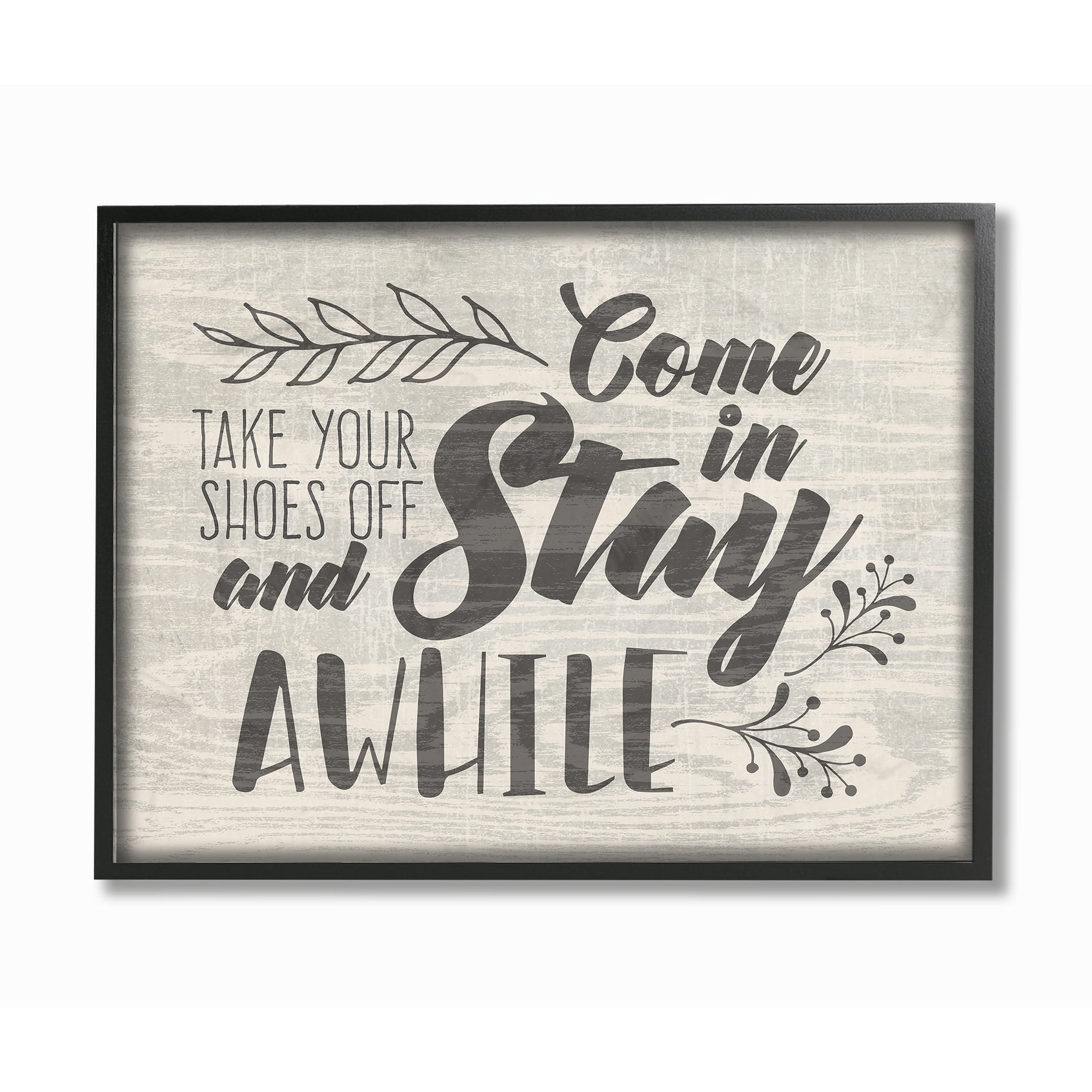 The Stupell Home Decor Collection Come In Stay Awhile Take Your Shoes Off Framed Giclee Texturized Art, 16 x 1.5 x 20