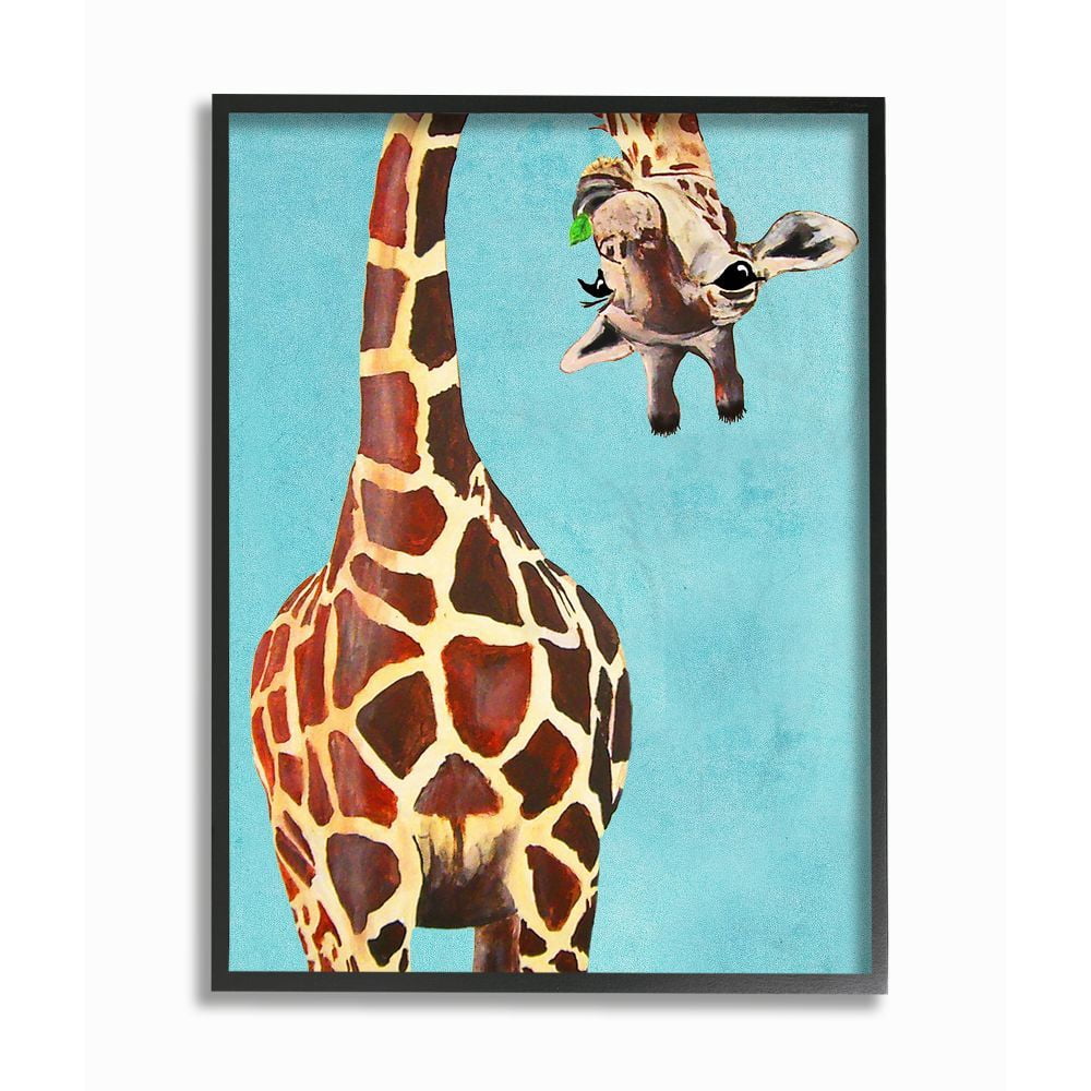 The Stupell Home Decor Collection Curious Giraffe Chewing Leaves Framed Giclee Texturized Art