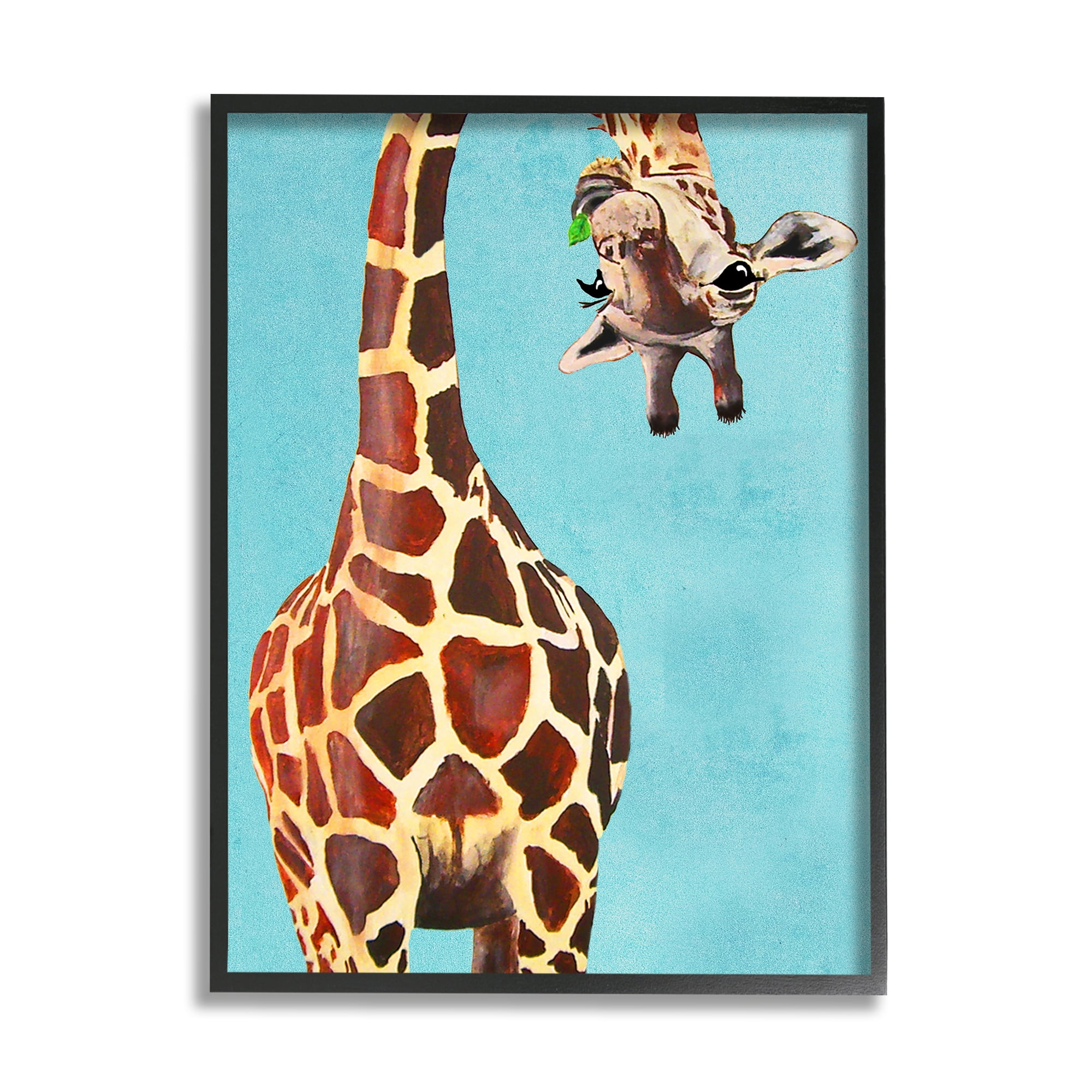 The Stupell Home Decor Collection Curious Giraffe Chewing Leaves Framed Giclee Texturized Art
