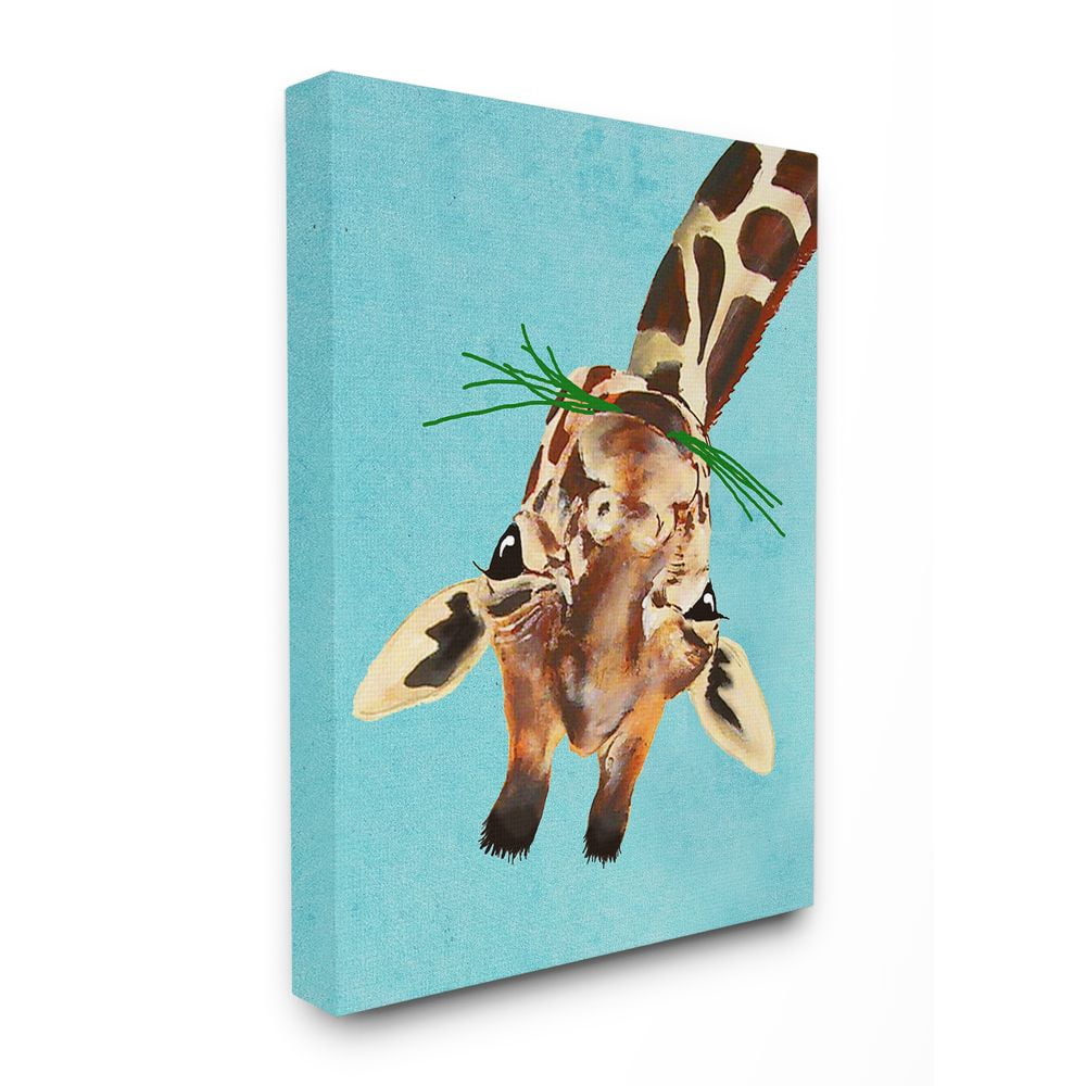 The Stupell Home Decor Collection Curious Upside Down Giraffe Canvas Wall Art