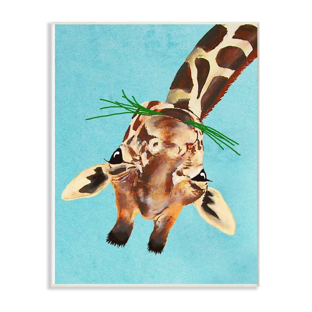 The Stupell Home Decor Collection Curious Upside Down Giraffe Wall Plaque Art