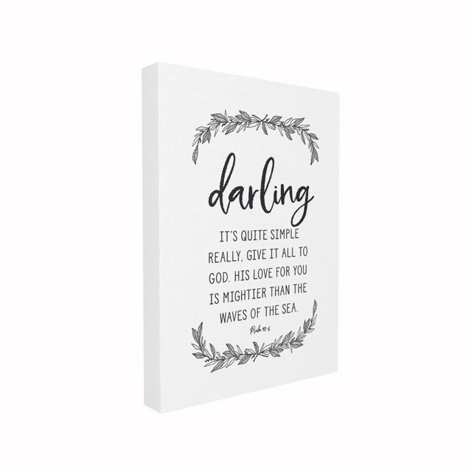 The Stupell Home Decor Collection Darling Give it All to God Black and White Leaves Typography Framed Giclee Texturized Art, 11 x 1.5 x 14