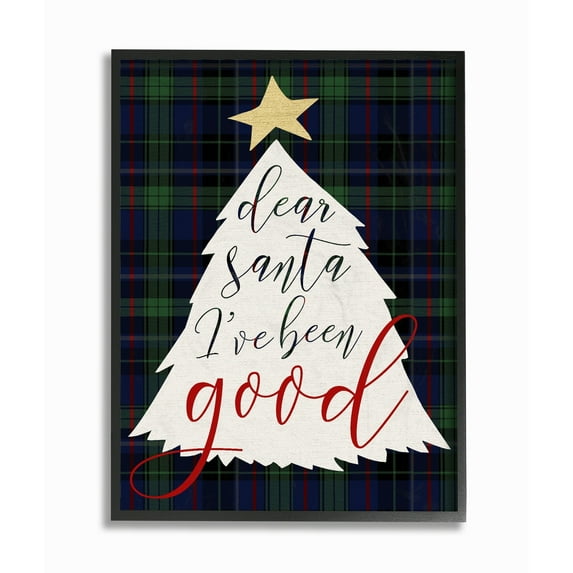 Stupell Dear Santa Christmas Tree Framed Giclee Texture Art 16 x 20
