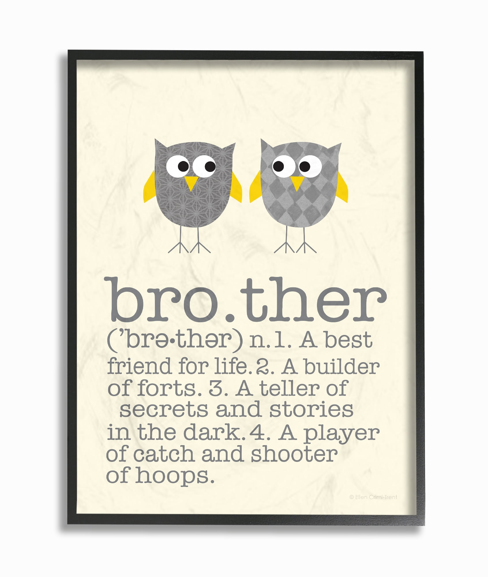 The Stupell Home Decor Collection Definition Of Brother with Two Owls Framed Texturized Art