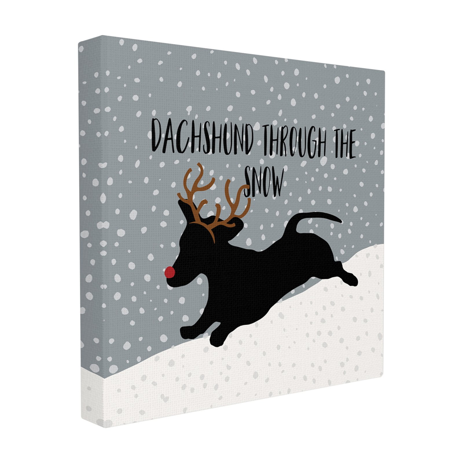 The Stupell Home Decor Collection Delightful Holiday Dachshund Through The Snow Silhouette Stretched Canvas Wall Art, 17 x 1.5 x 17