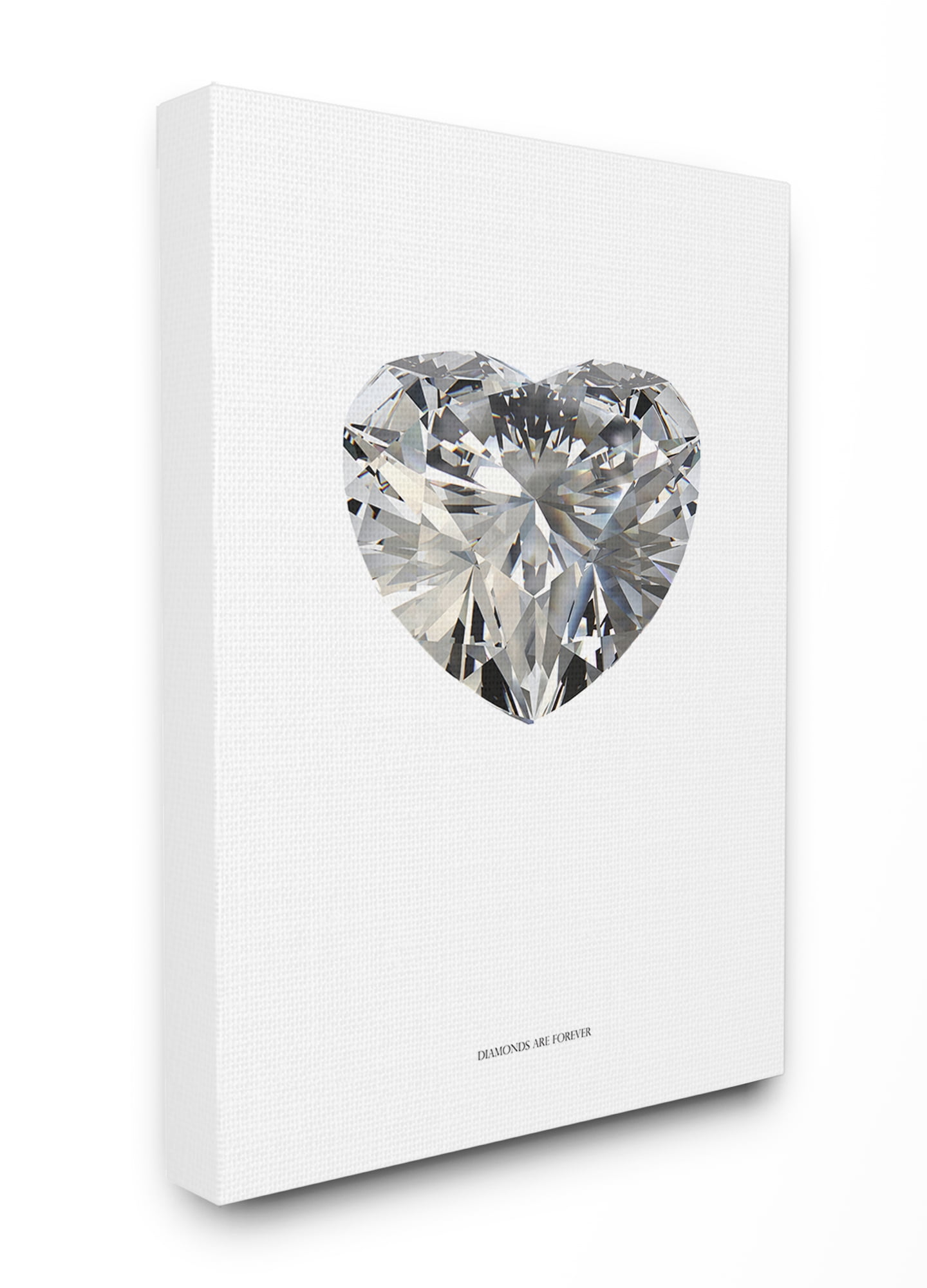The Stupell Home Decor Collection Diamonds Are Forever Minimal White Heart Cut Shape Stretched Canvas Wall Art, 24 x 30