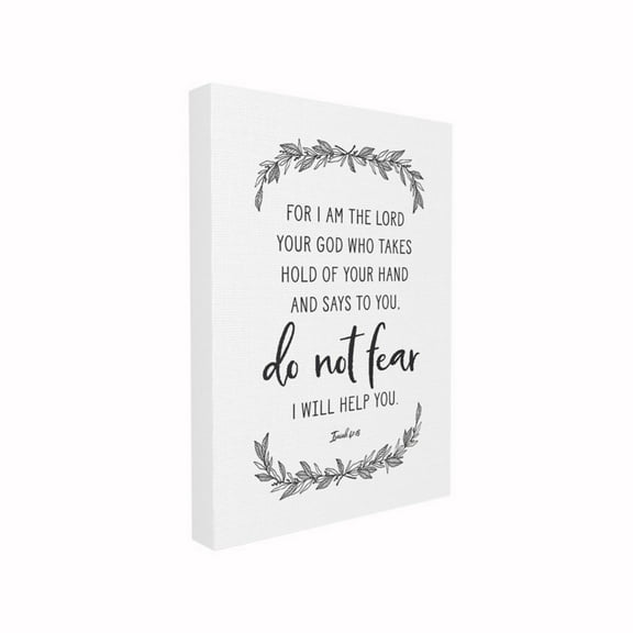 The Stupell Home Decor Collection Do Not Fear Elegant Black and White Leaves Typography Stretched Canvas Wall Art, 16 x 1.5 x 20