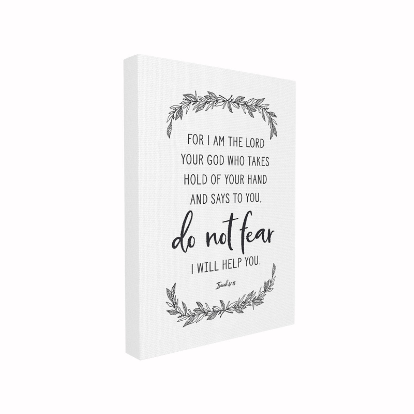 The Stupell Home Decor Collection Do Not Fear Elegant Black and White Leaves Typography XXL Stretched Canvas Wall Art, 30 x 1.5 x 40