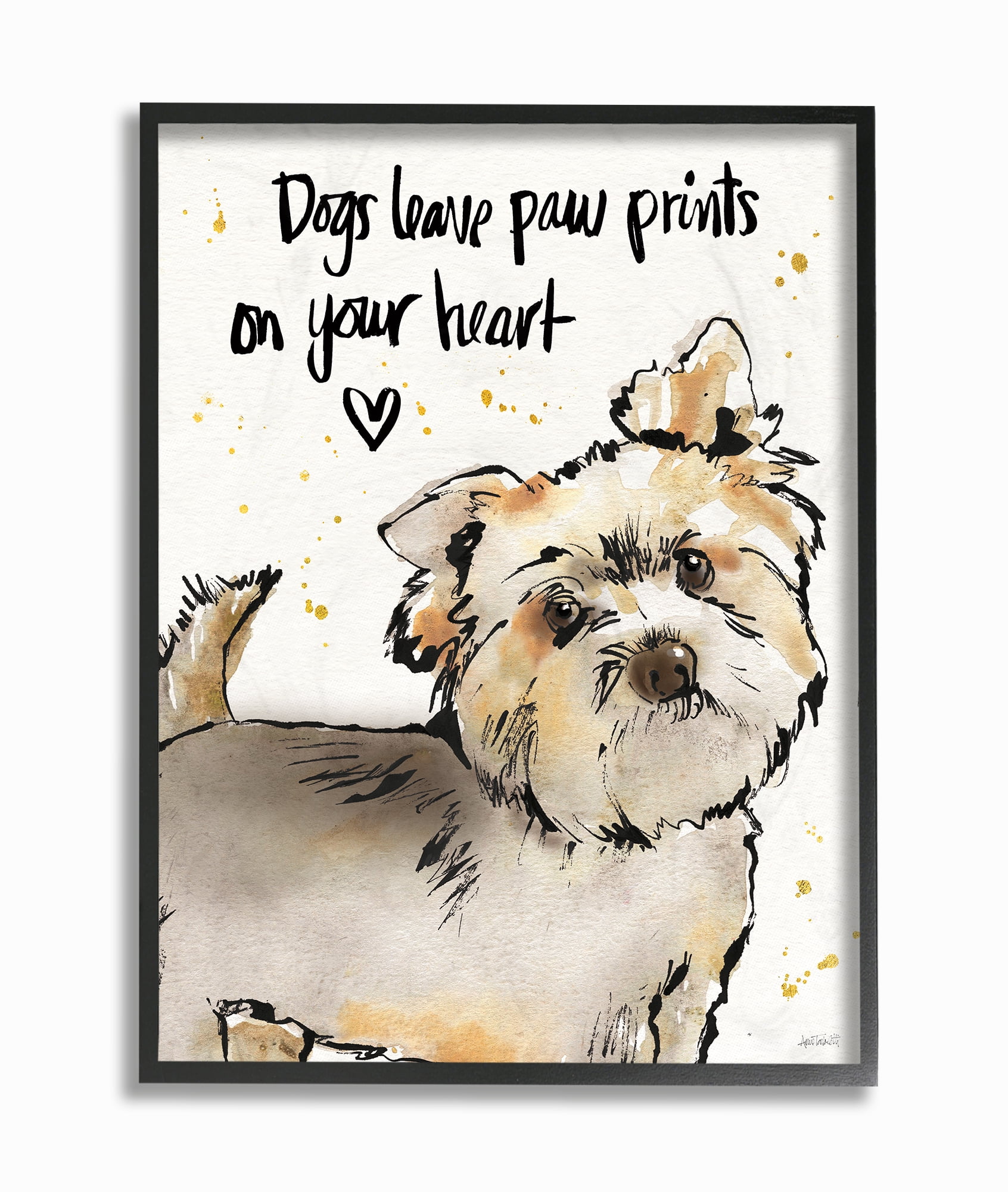 The Stupell Home Decor Collection Dogs Leave Paw Prints in Your Heart Wall Art