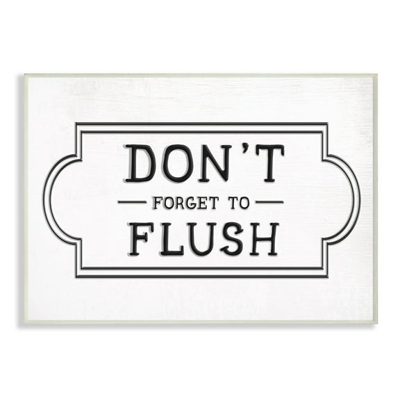 The Stupell Home Decor Collection Don\'t Forget To Flush Black and White Faux Aluminum Sign Look Typography Wall Plaque Art, 12.5 x 18.5