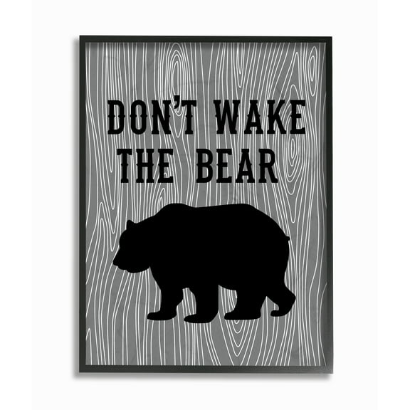 The Stupell Home Decor Collection Don't Wake The Bear Framed Giclee Texturized Art, 11 x 1.5 x 14