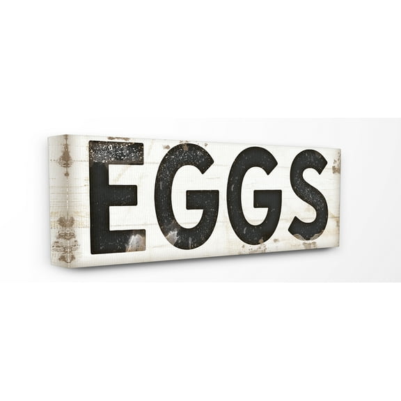 The Stupell Home Decor Collection EGGS Typography Vintage Sign Stretched Canvas Wall Art, 10 x 1.5 x 24