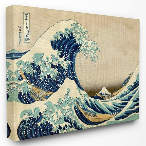 The Stupell Home Decor Collection Eastern Illustration Waves Canvas Wall Art
