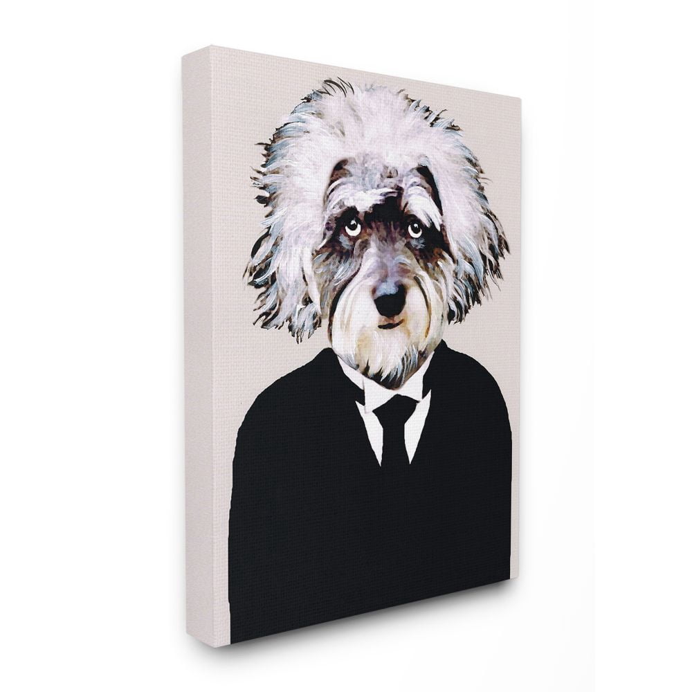 The Stupell Home Decor Collection Einstein Dog In A Suit Canvas Wall Art