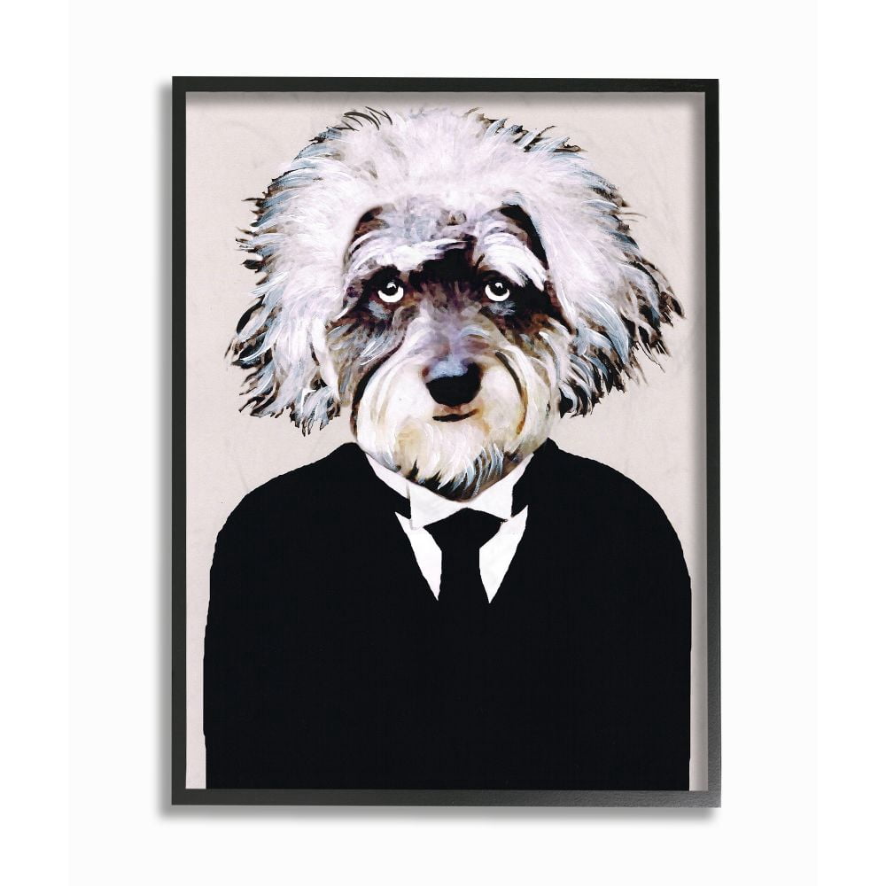 The Stupell Home Decor Collection Einstein Dog In A Suit Framed Giclee Texturized Art