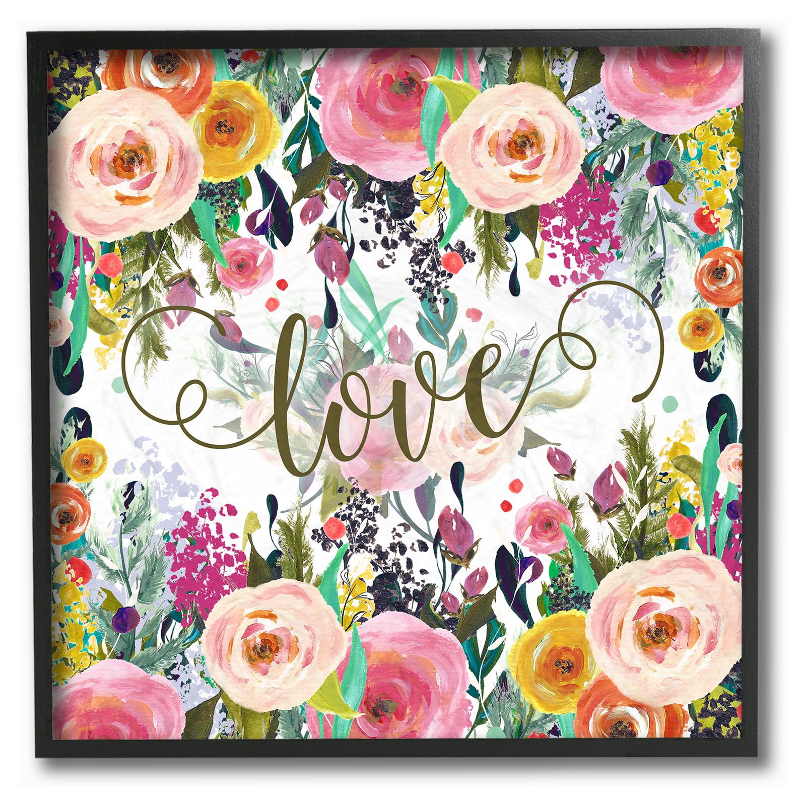 The Stupell Home Decor Collection Elegant Love Floral Wall Art