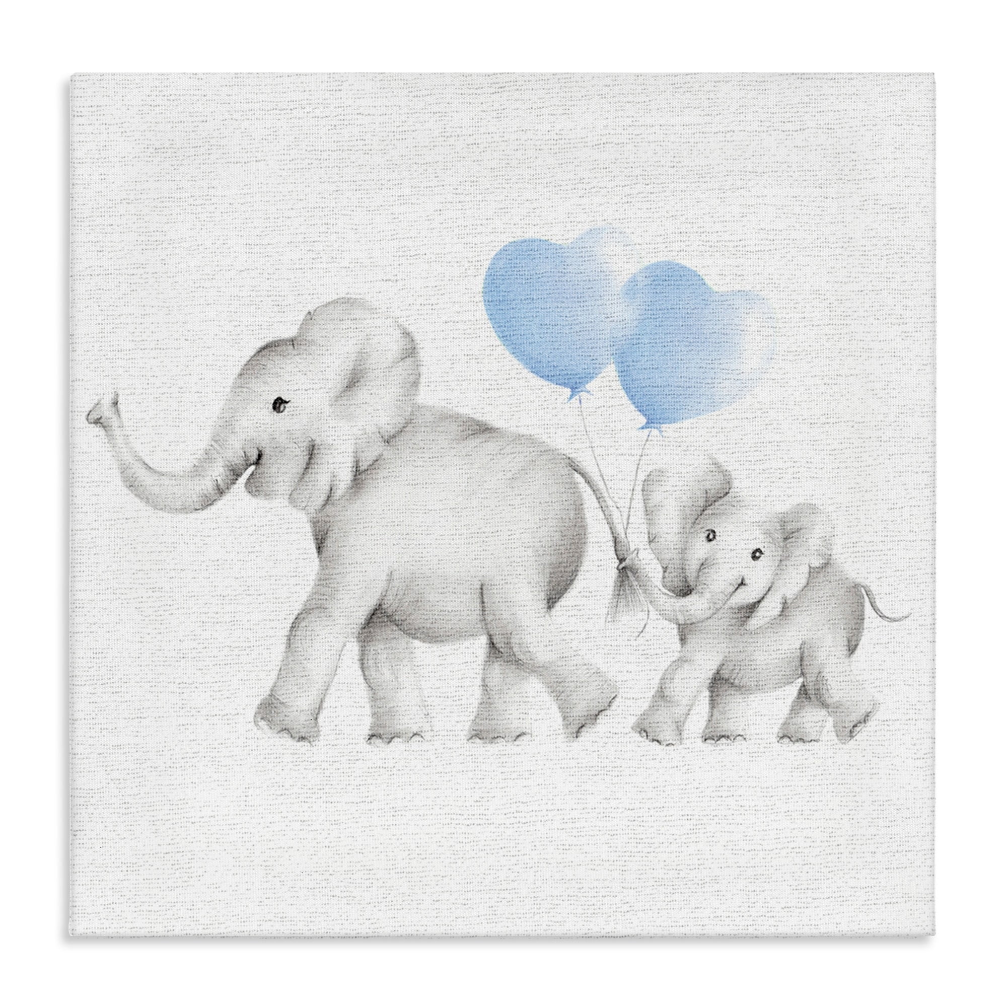 The Stupell Home Decor Collection Elephant Family Heart Balloon Linen Look Wall Art