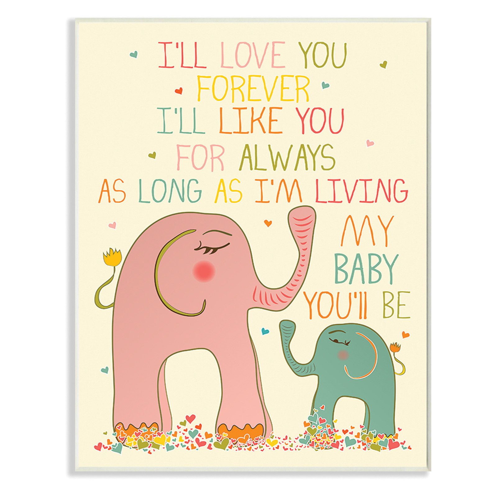 The Kids Room by Stupell Elephants Art, I'll Love You Forever Oversized Wall Plaque Art, 12.5 x 0.5 x 18.5
