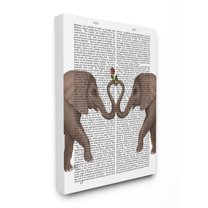 The Stupell Home Decor Collection Elephants Heart Rose Book Page Illustration Oversized Stretched Canvas Wall Art, 24 x 1.5 x 30