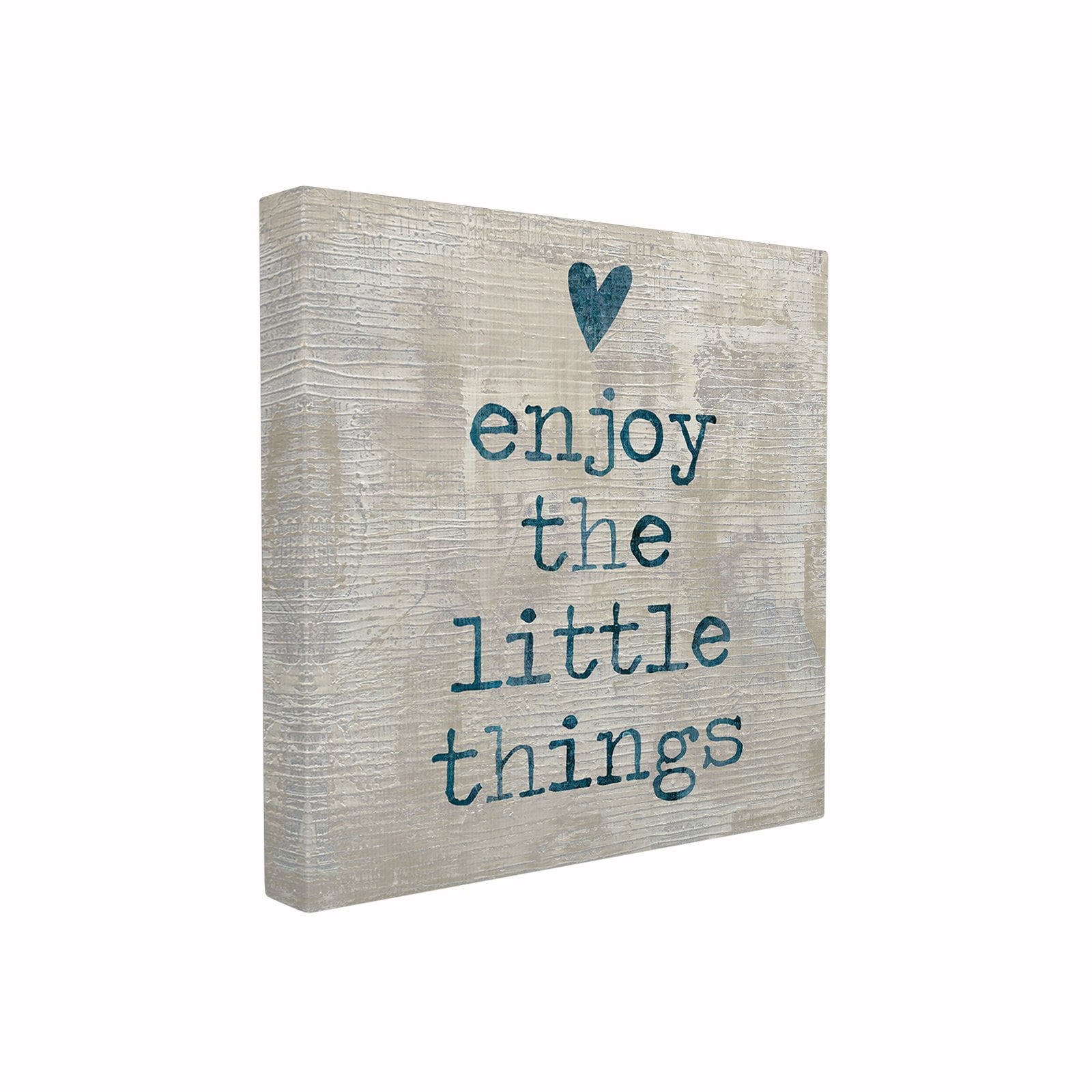 The Stupell Home Decor Collection Enjoy The Little Things with Heart Wood Look Typography Framed Giclee Texturized Art, 12 x 1.5 x 12