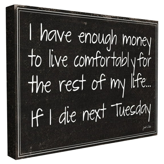 The Stupell Home Decor Collection Enough Money to Live Funny Black and White Typography Wall Plaque Art, 10 x 0.5 x 15