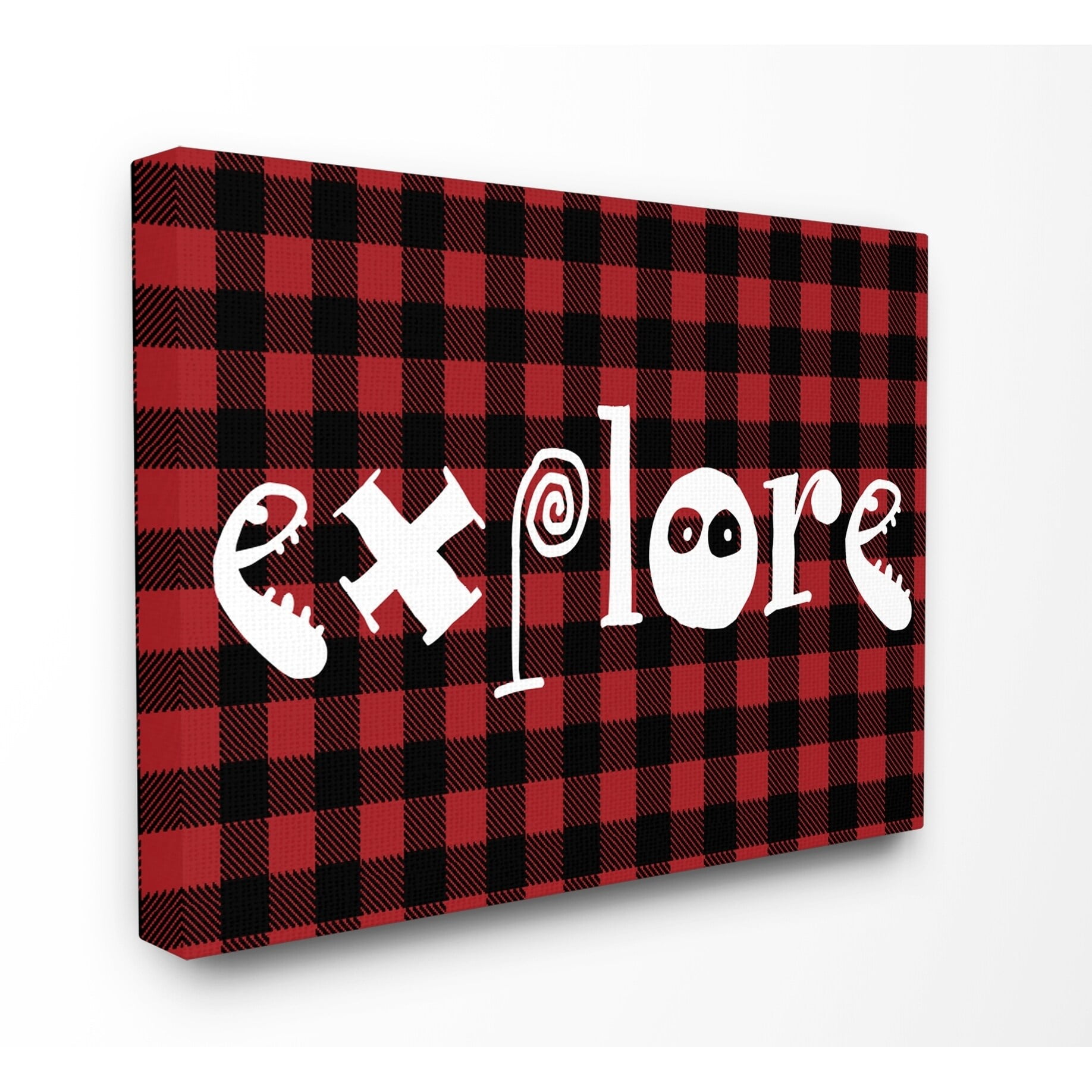 The Stupell Home Decor Collection Explore Plaid Typography Canvas Wall Art