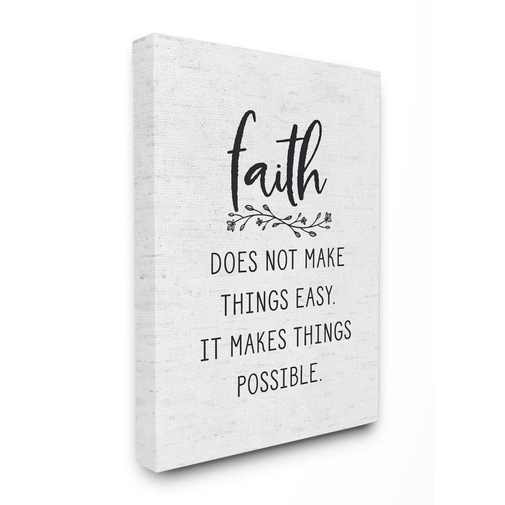 The Stupell Home Decor Collection Faith Does Not Make Things Easy Subtle Birch Typography Oversized Stretched Canvas Wall Art, 24 x 1.5 x 30