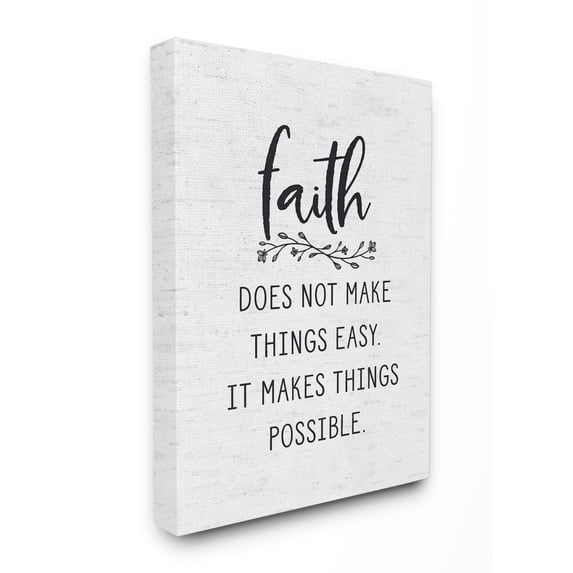 The Stupell Home Decor Collection Faith Does Not Make Things Easy Subtle Birch Typography Oversized Stretched Canvas Wall Art, 24 x 1.5 x 30