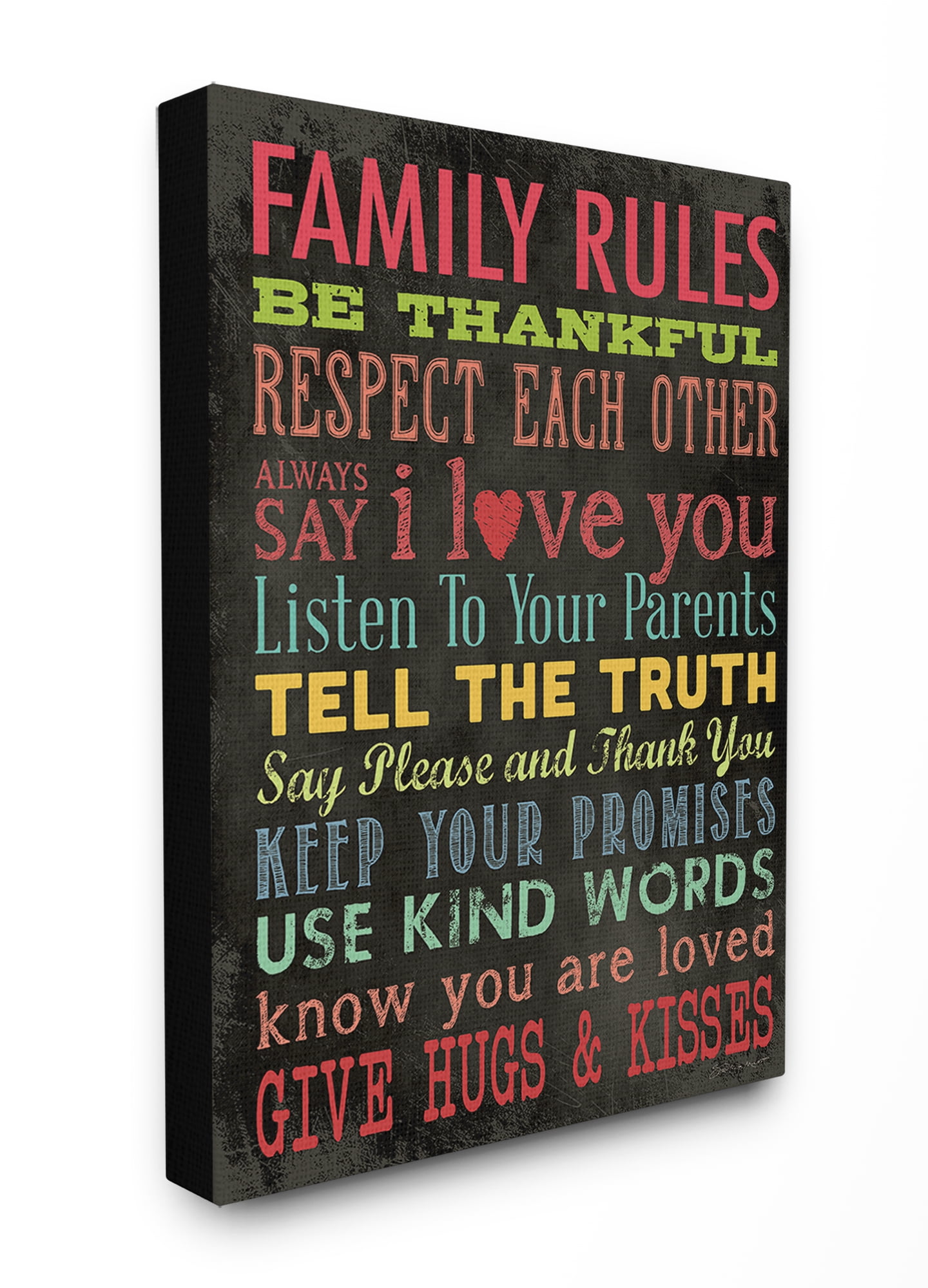 The Stupell Home Decor Collection Family Rules Chalkboard Style Oversized Stretched Canvas Wall Art, 24 x 1.5 x 30