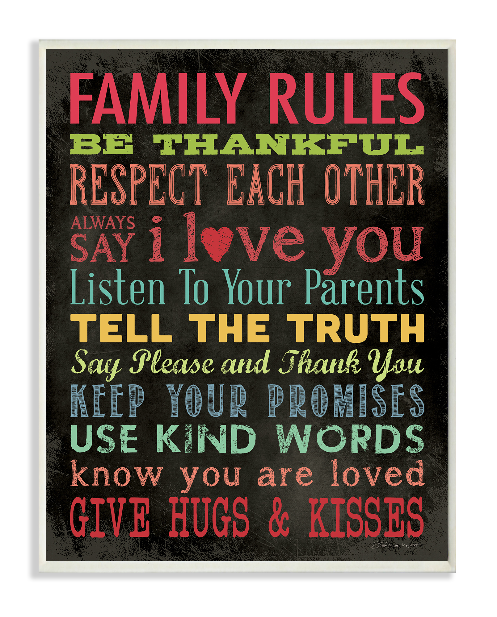 The Stupell Home Decor Collection Family Rules Chalkboard Style Oversized Wall Plaque Art, 12.5 x 0.5 x 18.5