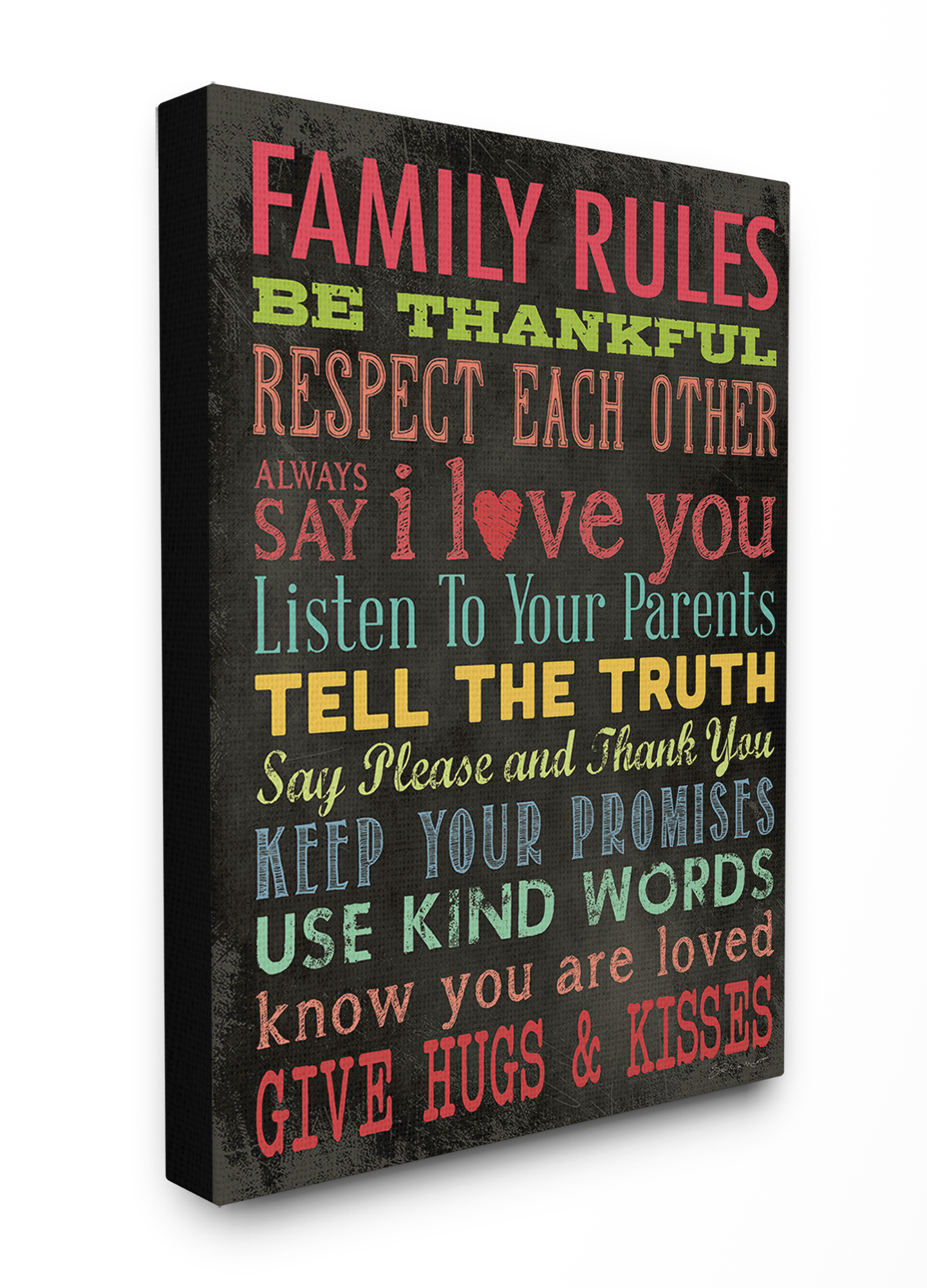 The Stupell Home Decor Collection Family Rules Chalkboard Style XXL Stretched Canvas Wall Art, 30 x 1.5 x 40