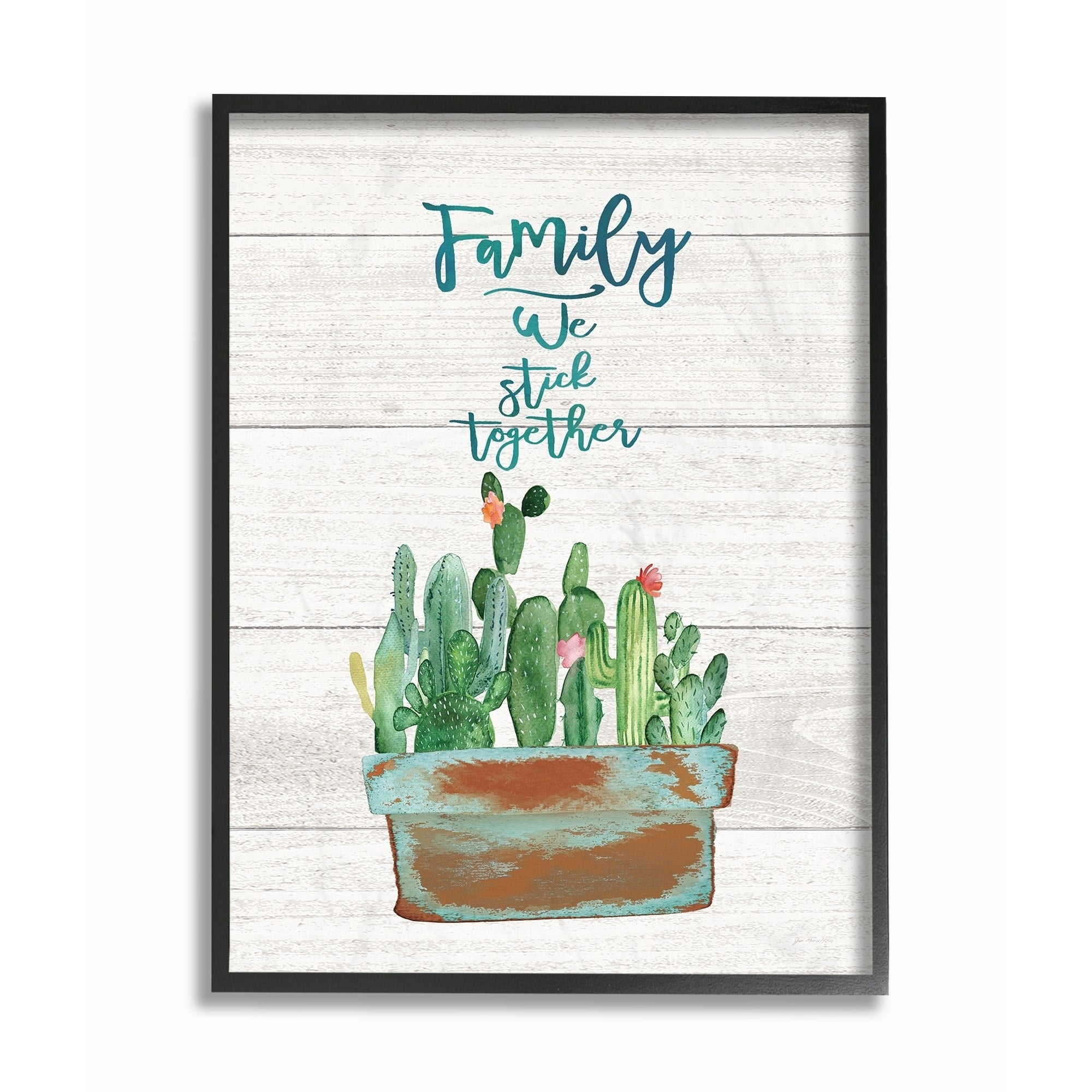 The Stupell Home Decor Collection Family We Stick Together Cactus Wall Art