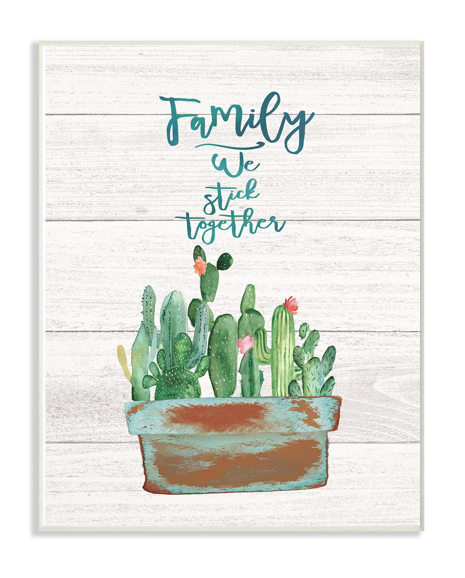 The Stupell Home Decor Collection Family We Stick Together Cactus Wall Art