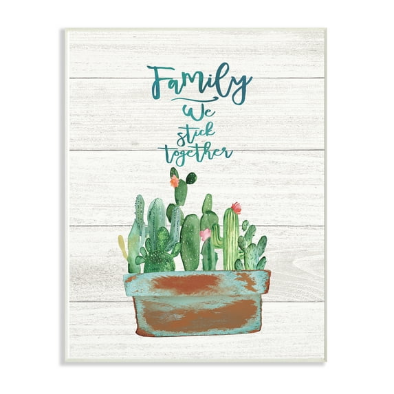 The Stupell Home Decor Collection Family We Stick Together Cactus Wall Art