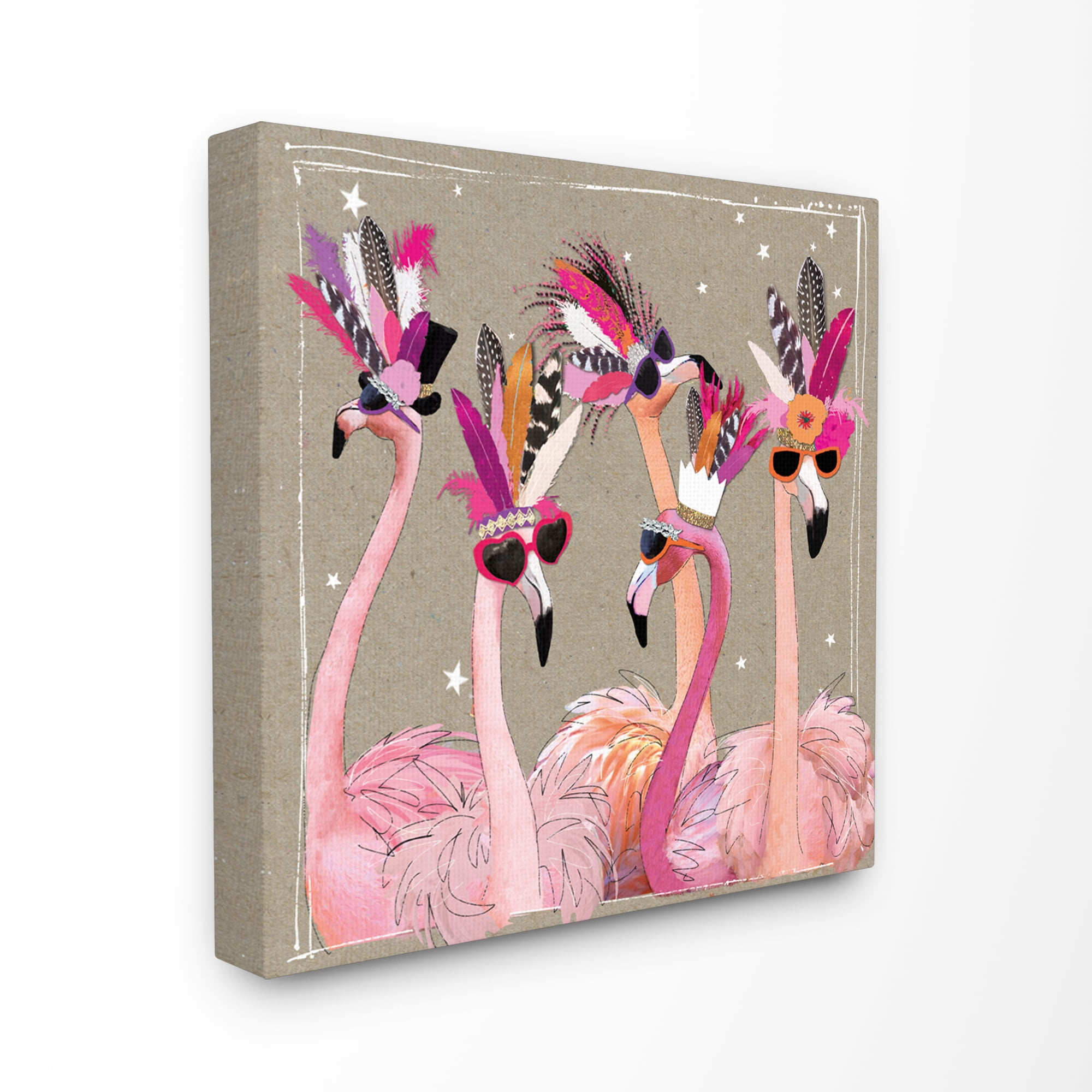 The Stupell Home Decor Collection Fancy Pants Flamingos Wall Art