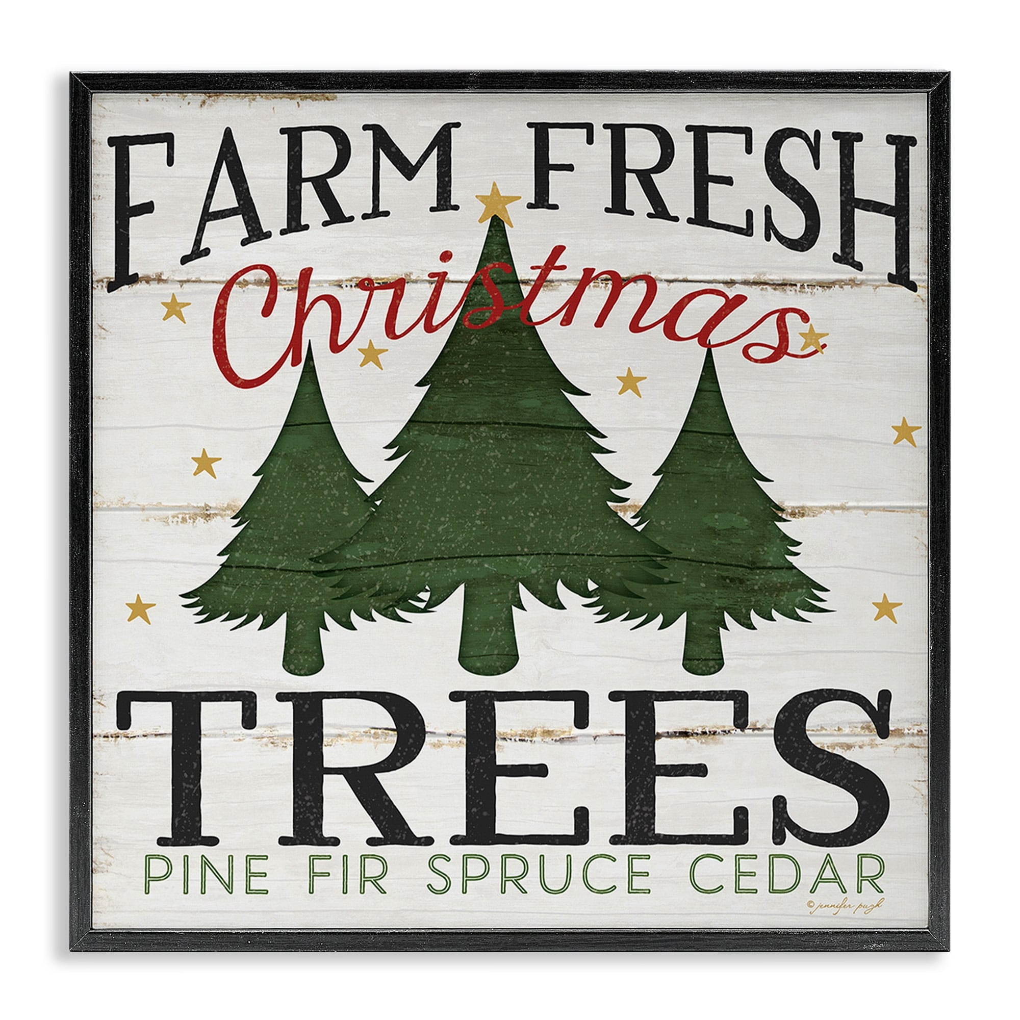 The Stupell Home Decor Collection Farm Fresh Christmas Trees Framed Giclee Texturized Art