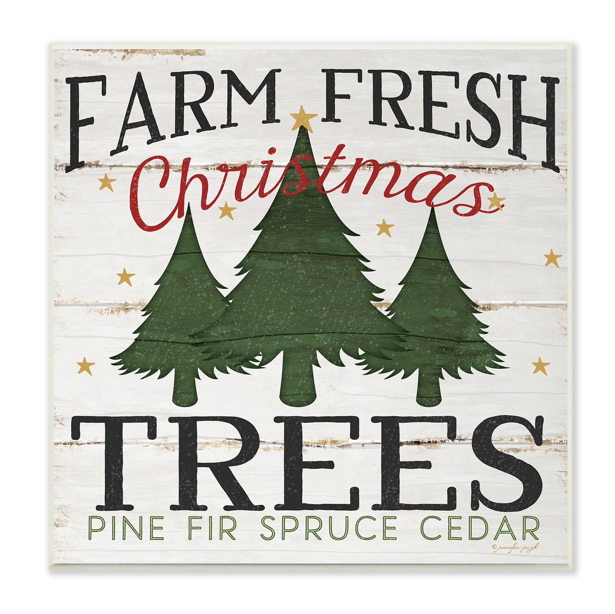 The Stupell Home Decor Collection Farm Fresh Christmas Trees Wall Plaque Art