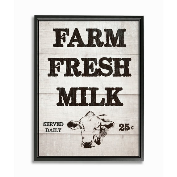 Stupell  Farm Fresh Milk Vintage Sign Framed Giclee Texturized Art 16 x 20