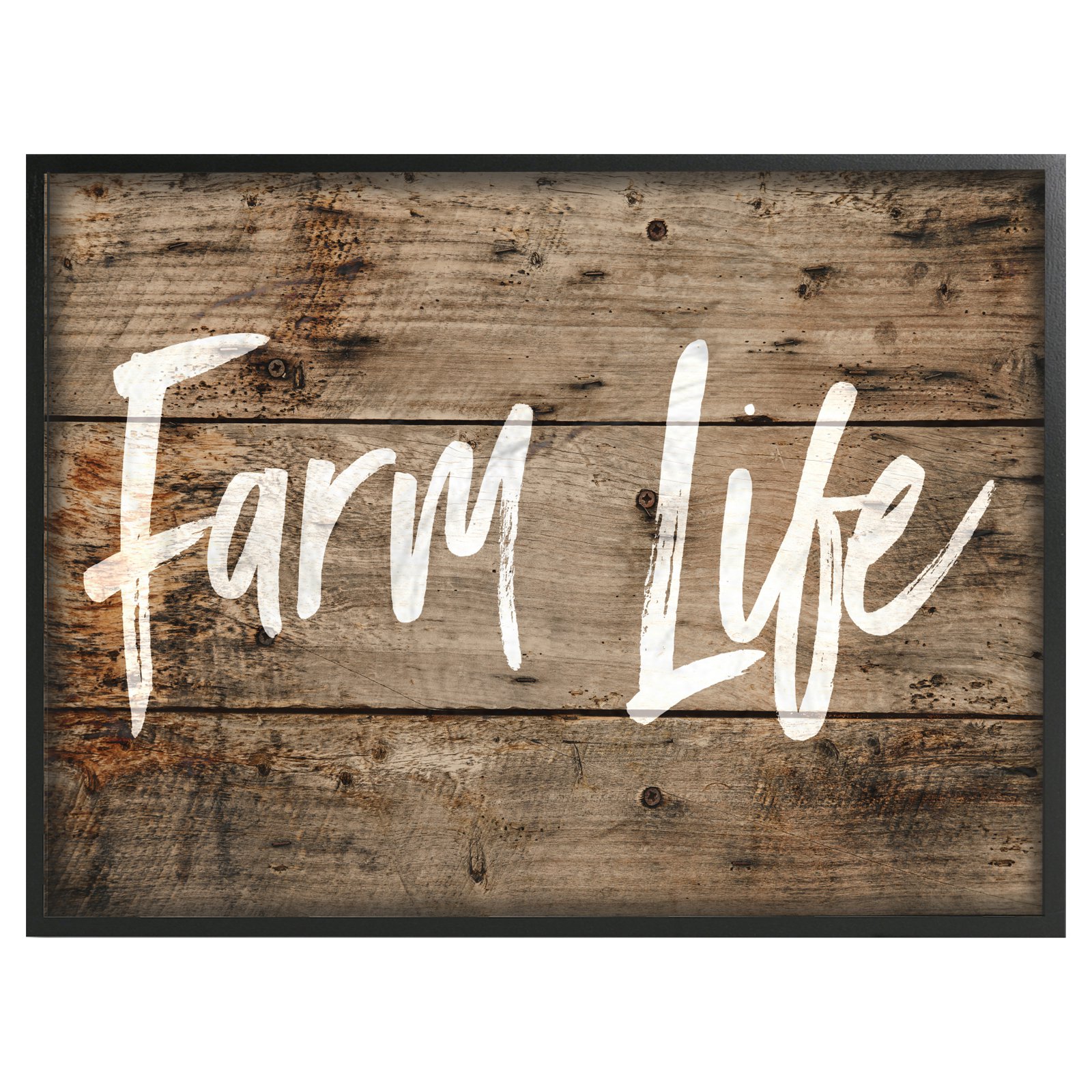 The Stupell Home Decor Collection Farm Life Distressed Plank Wood Look Framed Giclee Wall Art